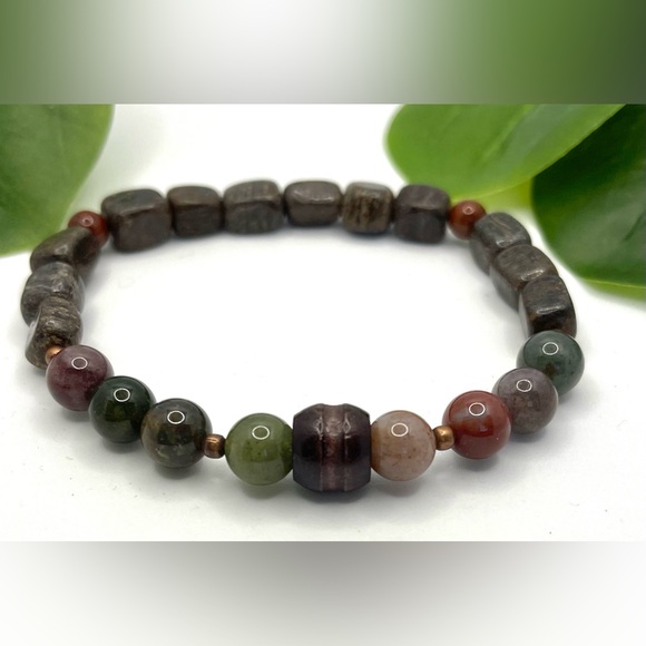 Rustic Jasper natural gemstones bracelet - Picture 3 of 3